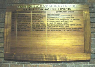 Board, Honour, SGSC Australia Day Award Recipients, 1997