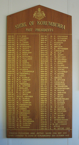 Board, Honour, Shire of Korumburra Past Presidents, 1990