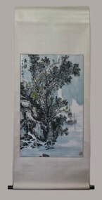 Painting, Watercolour, Chinese Scene on Silk Scroll