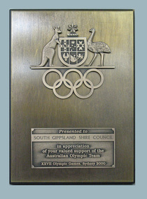 Plaque, SGSC - For Olympic Team Support 2000, 2000