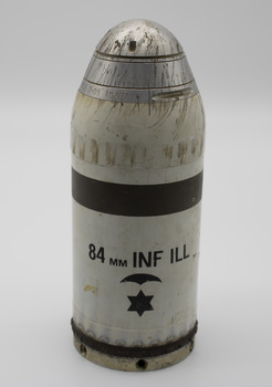 cylindrical white shell casing with silver tip