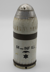cylindrical white shell casing with silver tip