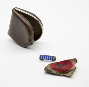 Container - Folding Leather Coin Purse, patch and medal bar