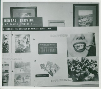 Photograph, A poster containing a promotional display for the Mobile School Dental Service, a service available for children of primary school age, at the time. The poster in display outlines work done by the School Dental Service in the period between 1951 and 1955 - Department of Health
