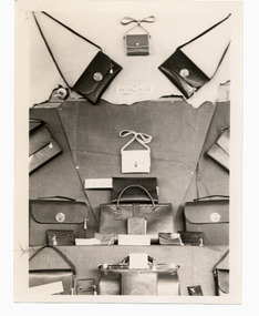 Photograph, Photo, taken in June 1946, of hand made leather purses, made by patients at Gresswell for the post war effort - Gresswell Sanatorium Mont Park