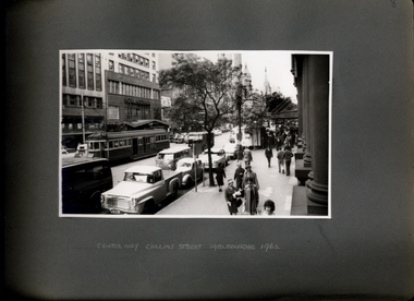 Photograph, A photograph that looks out at Centreway Arcade Collins St Melbourne 1962 which was the Health Department Tuberculosis Bureau - Department of Health - Publicity Material