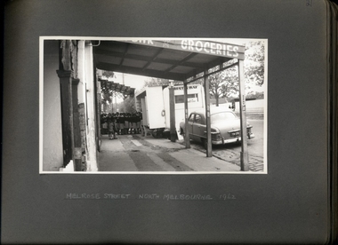 Photograph, School girls queuing at x-ray caravan on Melrose St North Melbourne - Department of Health -Tuberculosis Branch - Chest X-Ray Surveys program - Photograph Album