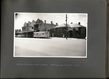 Photograph, X-ray caravan Outside of the North Carlton Post Office Rathdowne St 1962 - Department of Health - Tuberculosis Branch - Chest X-Ray Surveys program