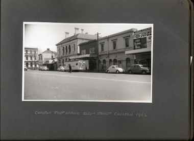 Photograph, X-ray caravan outside of Carlton Post Office Elgin St 1962 - Department of Health - Tuberculosis Branch - Chest X-Ray Surveys program