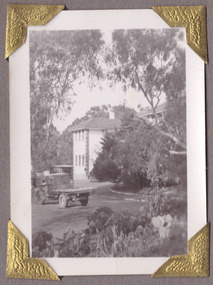 Photograph, A photo showing a flatbed truck parked in front of a building at Gresswell Sanitorium, Mont Park