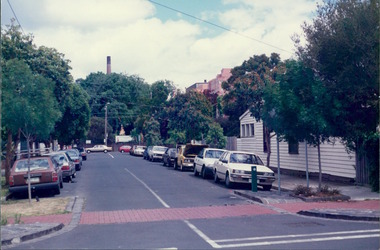 Photograph, Two street corners & street parking - City Landscapes - Photo taken by Property Management Services / Public housing - Inner City Melbourne - Early 1980s