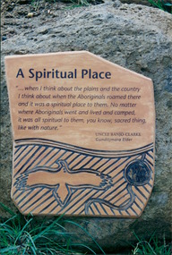 Photograph, A quote from Uncle Banjo Clarke, Gunditjmara elder, on a plaque at Parkville Youth Training Centre