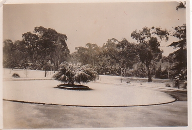 Photograph, View out from the front of the school of a snow covered driveway at Pleasant Creek Special School - Stawell - Circa 1940 to 1950