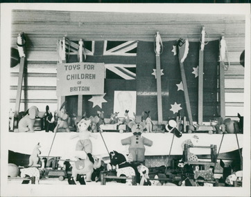 Photograph, Wooden horses, cars, toys and stuffed toys made by patients at Gresswell Sanitorium - Mont Park - Exhibition - Contribution to the war effort - Exhibition - June 1946