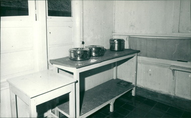 Photograph, "The dressing room" & equipment, in Ambon Hospital, donated through Dr John A Forbes Fairfield / Gull Force 2/21 Bn AIF / Ziarah Caltex - Circa 1970 to 1971