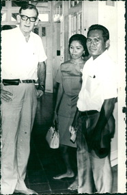 Photograph, Officials and medical staff and Australian contingent in informal discussions & settings inside the Hospital, Dr Forbes on the left - Dr John A Forbes Fairfield / Gull Force 2/21 Bn AIF / Ziarah Caltex & Rumah Sakit Ambon Hospital - Photo is from Dr John Forbes photo albums - 1971