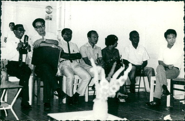 Photograph, Officials and medical staff in informal discussions & settings inside the Hospital - Dr John A Forbes Fairfield / Gull Force 2/21 Bn AIF / Ziarah Caltex & Rumah Sakit Ambon Hospital - Photo is from Dr John Forbes photo albums - 1971
