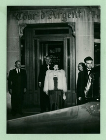 Her Majesty the Queen Elizabeth the 2nd (II) and Prince Philip exiting Tour d'Argent restaurant in Paris - Department of Health – National Fitness Office (Sports & Recreation) – Historical Press Release Photo Collection