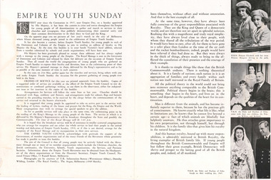 Explaining Empire Youth Sunday and its Origins from King George the VI (Sixth) Coronation - page 1 of 4 - Department of Health – National Fitness Office (Sports & Recreation) – Press Release Photo - Empire Youth Day & Royal Tours