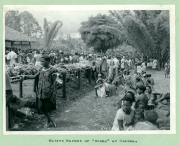 A native market of "Boong" at Goroka, Papua New Guinea - Department of Health – National Fitness Office (Sports & Recreation) – Historical Press Release Photo Collection