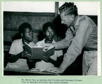 Mr Walter Post an American with the Christian and Missionary Alliance group teaching bible class at Enarotali in West Papua - Department of Health – National Fitness Office (Sports & Recreation) – Historical Press Release Photo Collection