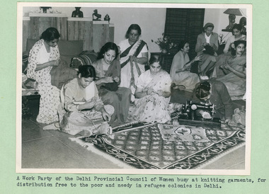 A Work Party of the Delhi Provincial Council of Women busy knitting garments for free distribution to the poor in Delhi India - 2 of 2 photos - Department of Health – National Fitness Office (Sports & Recreation) – Historical Press Release Photo Collection