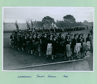 Photos of a rally held at the Camberwell Sports Ground in 1948, Melbourne, Australia - 1 of 5 photos - Department of Health – National Fitness Office (Sports & Recreation) – Historical Press Release Photo Collection