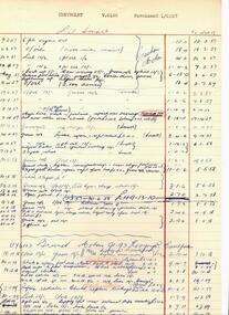 Service account details for the old V8 Chevrolet before trade in - Airbrushed motor vehicle catalogs forwarded to the Director-General of Social Welfare Victoria - A R Whatmore, circa 1957 to 1960 – The Melford Motors Sales Brochure Collection - Victorian Department of Health and Human Services (DHHS)