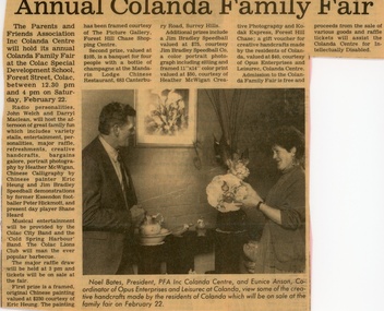 Newspaper Article, Annual Colanda Family Fair