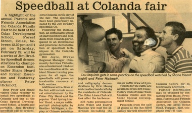 Newspaper Article, Newspaper article Colanda Fair
