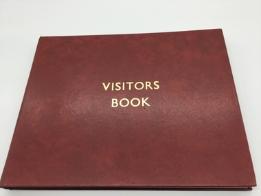 Faux leather covered book for Wodonga Council visitors to sign.