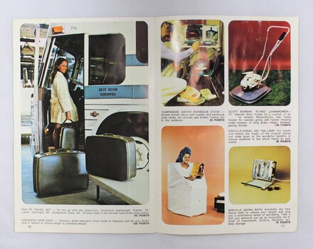 Interior of the Sarah Coventry booklet for recruiting awards for jewellery sales in 1971, showing some of the awards.