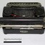 Back view of black vintage typewriter
