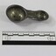 Haeusler Collection Lactogen baby formula measuring spoon with silver toned alloy pictured with 10cm scale