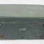 Back of a green suitcase for a Sarah Coventry jewellery demonstration kit with "1348" printed in gold.