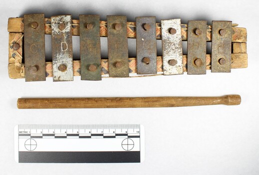 Haeusler Collection Handmade Toy Xylophone with wooden mallet c.1920s with 10cm scale