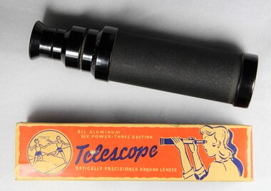 Haeusler Collection Telescope, German made with original orange packaging box, featuring German text  