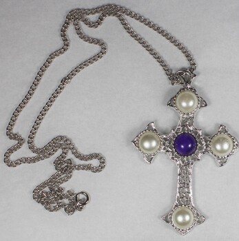Faux Pearl Crucifix Necklace from the Sarah Coventry Jewellery Range