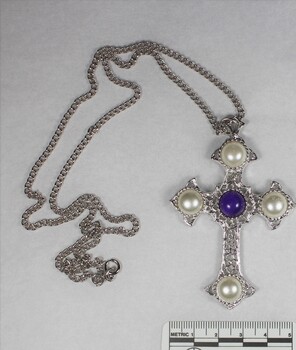 Faux Pearl Crucifix Necklace from the Sarah Coventry Jewellery Range