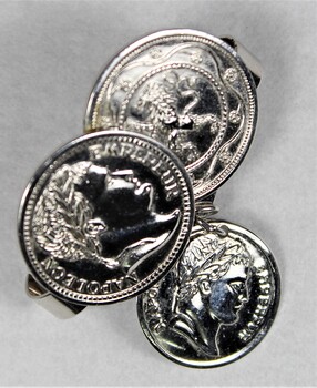 Silver toned Empereur Napoleon Scarf Ring from the Sarah Coventry Jewellery Collection c. 1970s-1980s