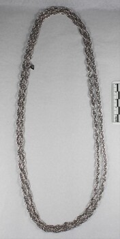 Silver toned double link Chain Necklace from the Sarah Coventry Jewellery Range c. 1970s-1980s, pictured with 5cm scale