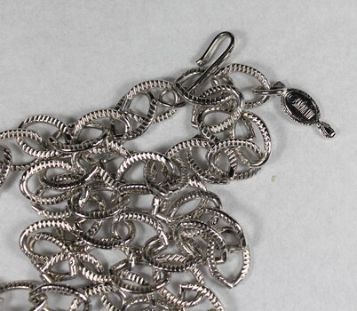 Makers Mark of Silver toned Link Chain Necklace from the Sarah Coventry Jewellery Range c. 1970s-1980s
