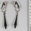 Silver toned Drop Shape Clip on Earrings from the Sarah Coventry Jewellery Range c. 1970s-1980s, with 5cm scale