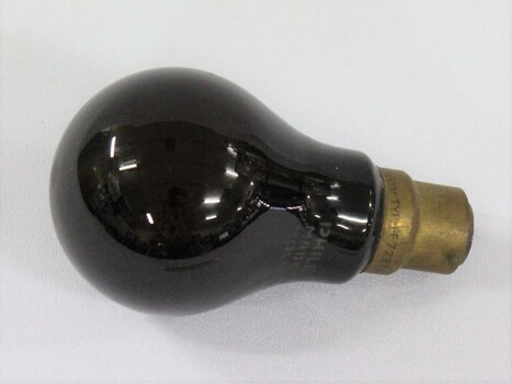 Haeusler Collection Photographic Dark Room Light Globe, black globe with written makers mark inscriptions