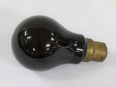 Haeusler Collection Photographic Dark Room Light Globe, black globe with written makers mark inscriptions