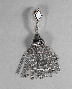 Silver toned Tassel Clip on Earring from the Sarah Coventry Jewellery Range c.1970s-1980s 