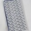 Scarf with the Sarah Coventry logo printed repeatedly in blue on a white background, folded.