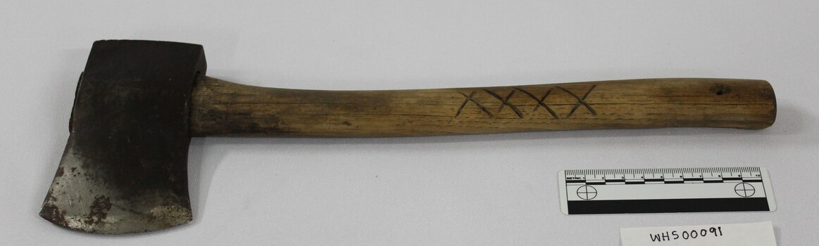 Haeusler Collection Wooden Axe c. early 1900s with 10cm scale