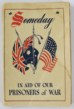 Front cover of booklet with an illustration of British, Australian and American flags 