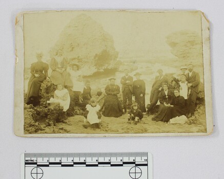 Haeusler Collection Photograph Group Portrait by Seaside c. late 1800s with 10cm scale